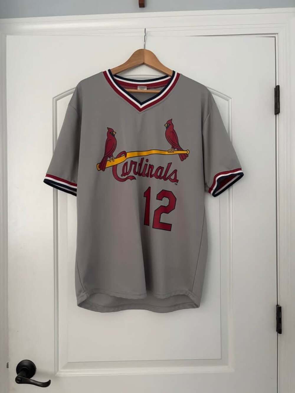 St. Louis Cardinals #12 Tom Lawless Men’s XL Gray MLB Jersey